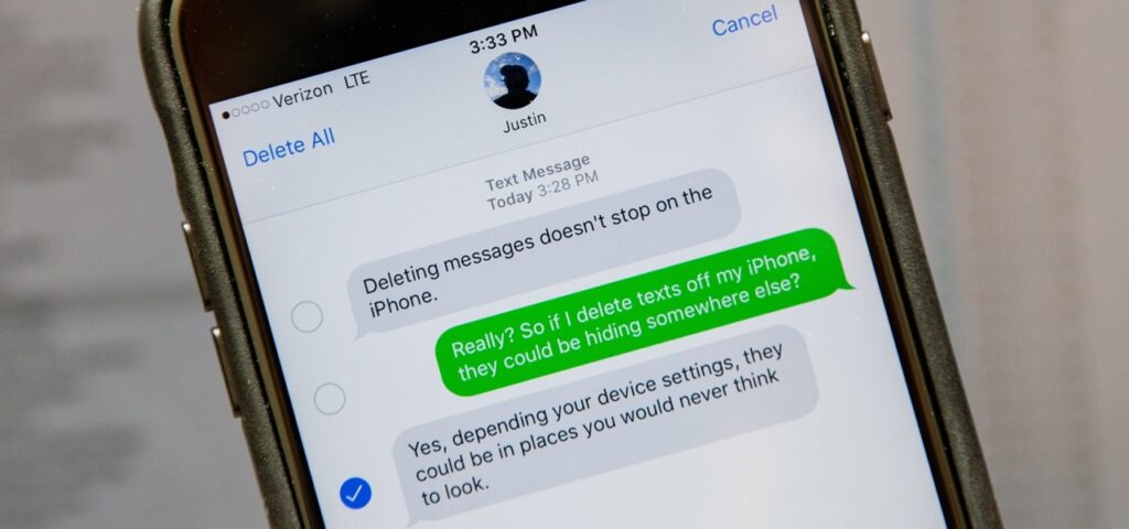 How can I delete text messages on my iPhone?
